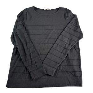 LOFT Womens XL Black Long Sleeve Knit Top Lightweight Crew Neck Casual Basic